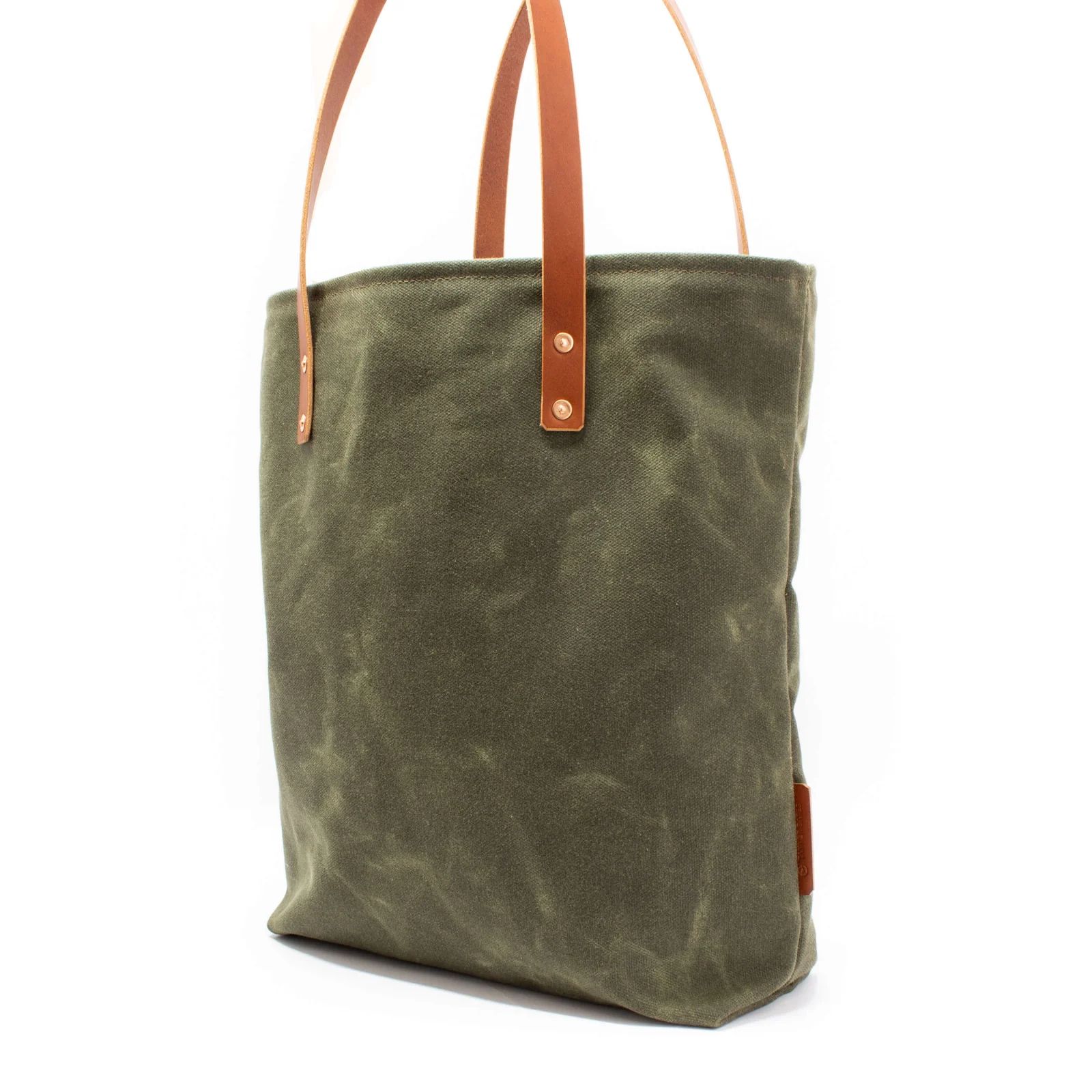 Herring Mill Bay Tote Bag in olive waxed canvas - Image 2