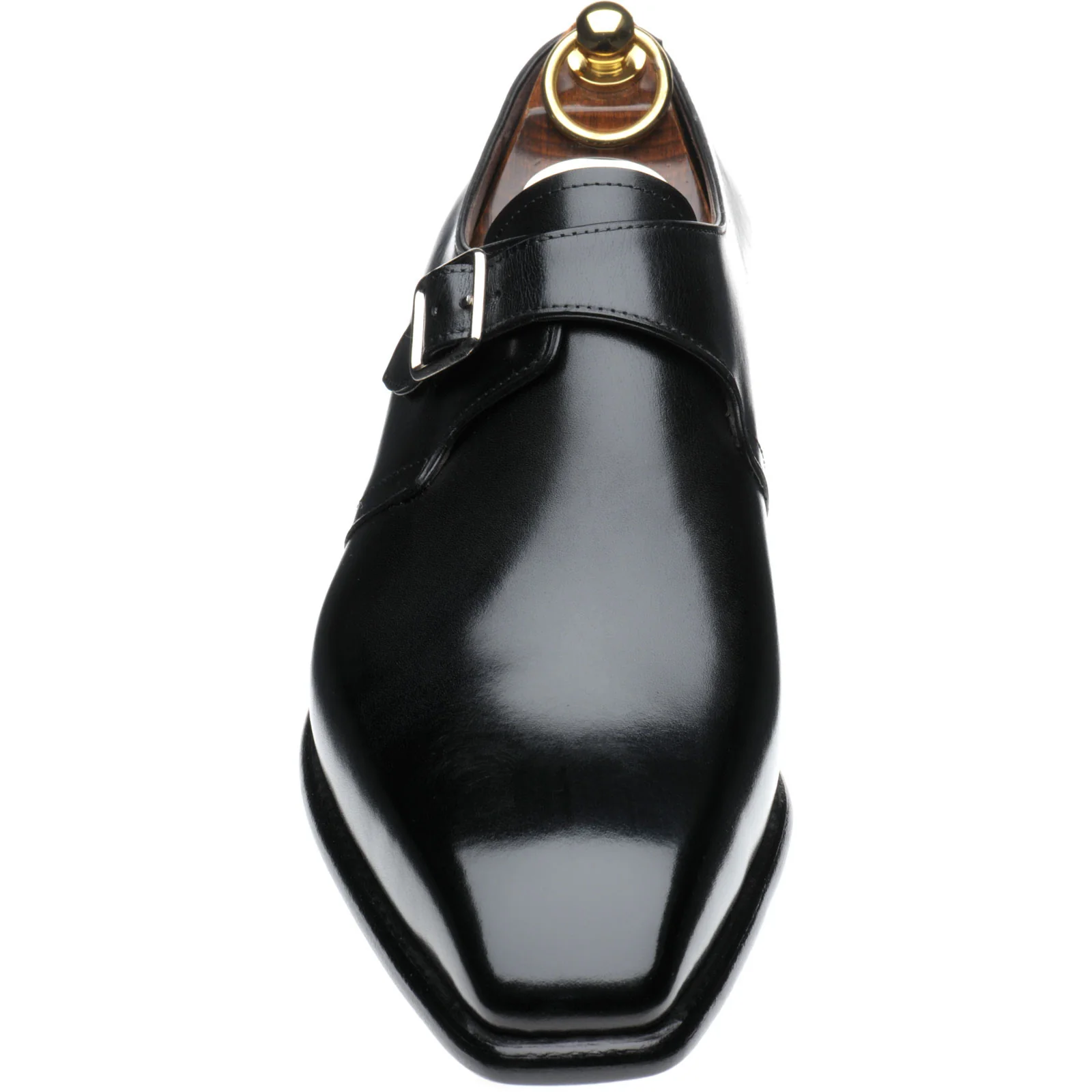 Herring Monkwell mens monk shoes in black calf (second) - Image 2