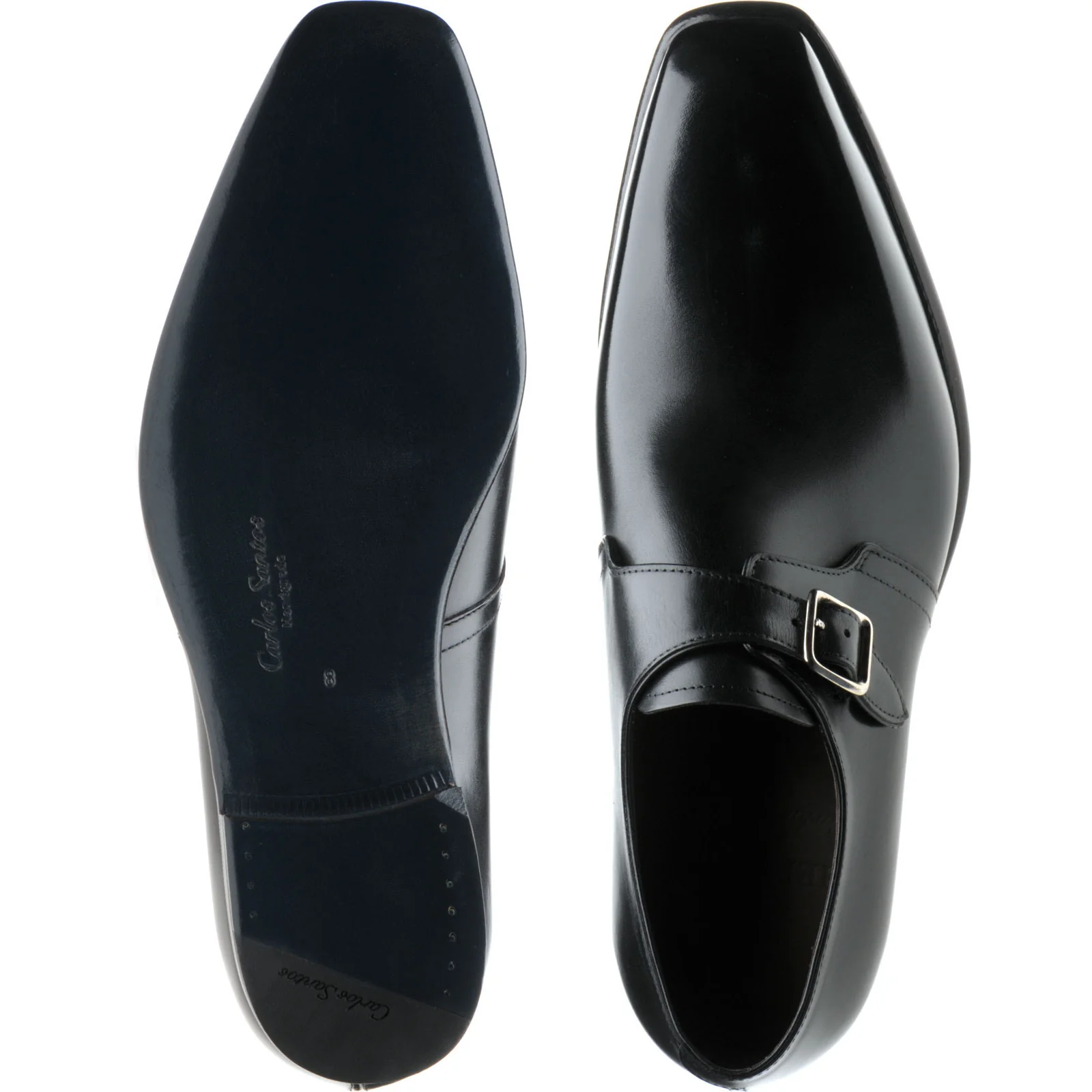 Herring Monkwell mens monk shoes in black calf (second) - Image 3