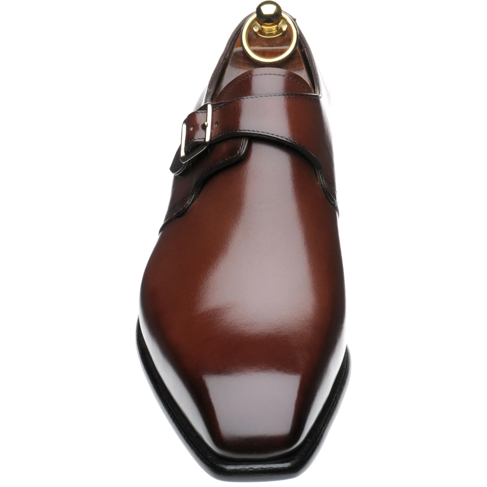 Herring Monkwell mens monk shoes in dark brown calf - Image 2