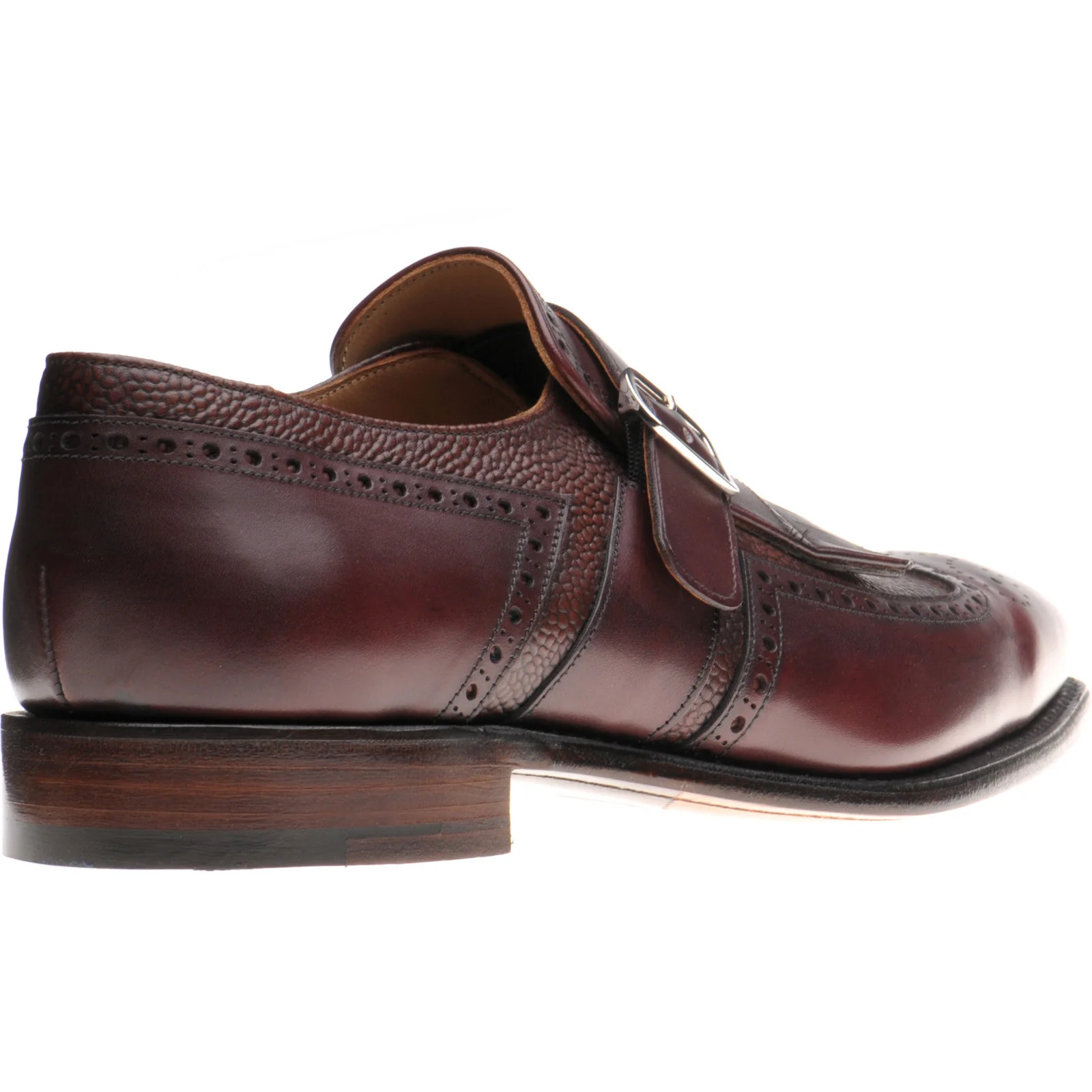 Herring Montpellier mens monk shoes in burgundy calf and grain - Image 4
