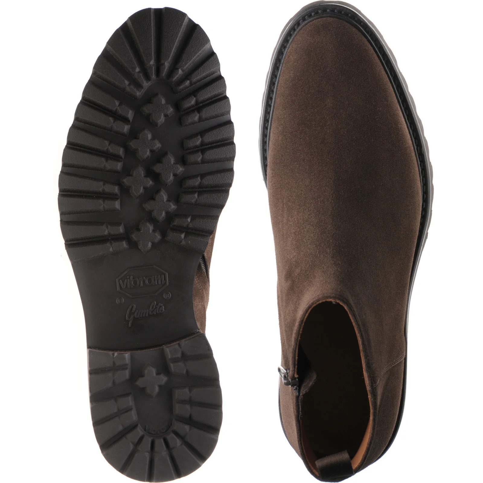 Herring Montrose mens rubber-soled boots in dark brown suede - Image 3