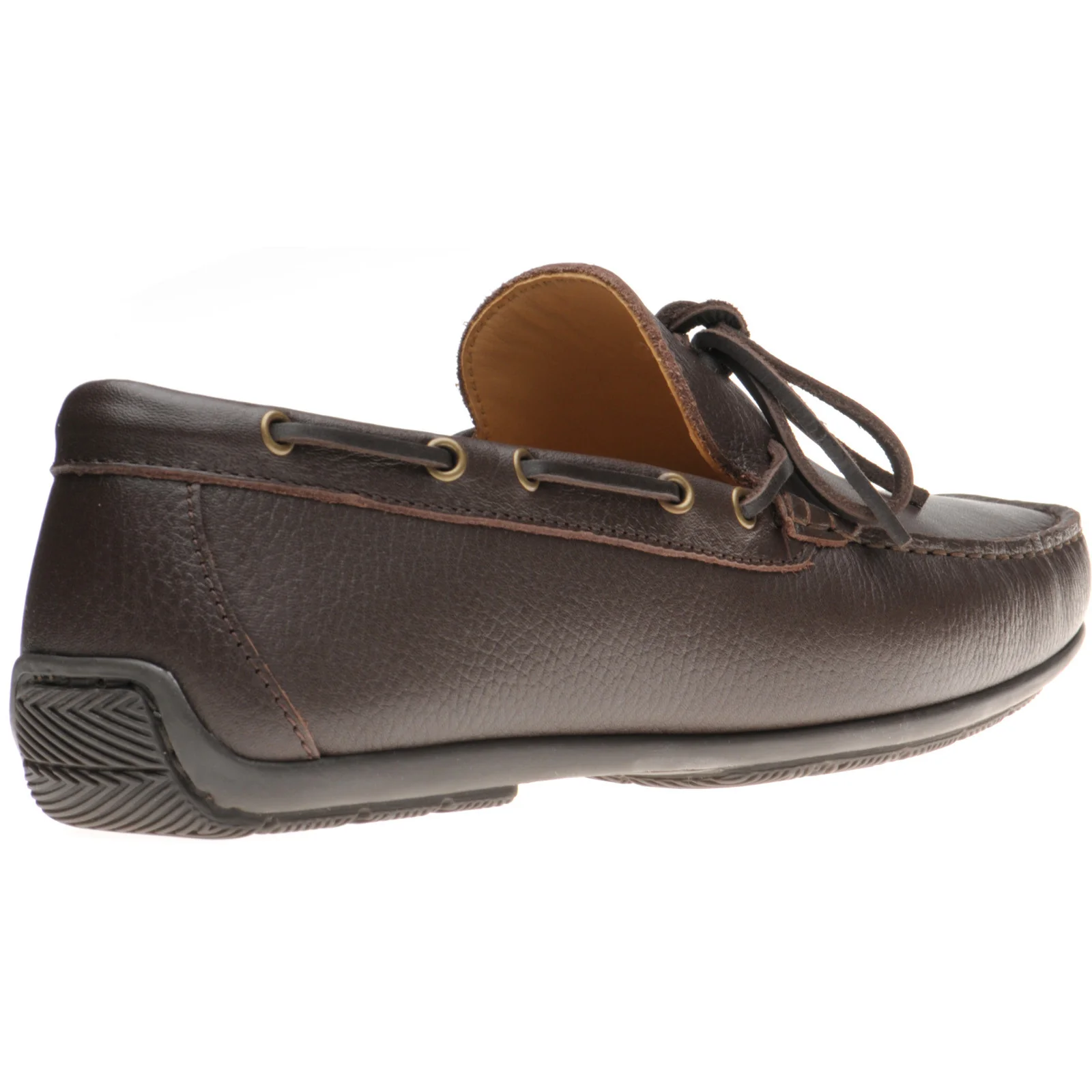 Herring Monza mens rubber-soled driving moccasins in brown grain - Image 4
