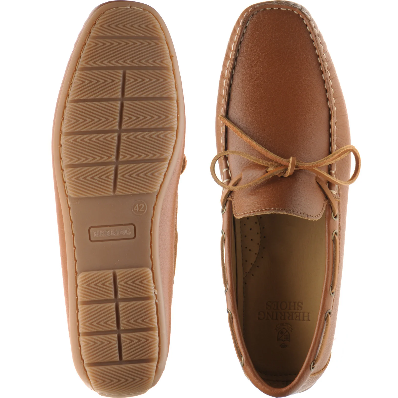 Herring Monza mens rubber-soled driving moccasins in tan grain - Image 3