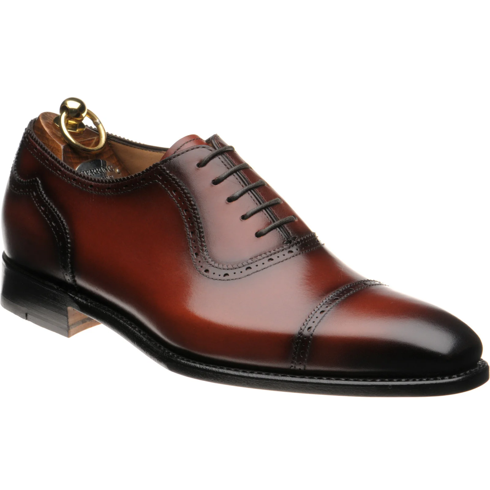 Herring Morecombe mens semi-brogues in conker calf