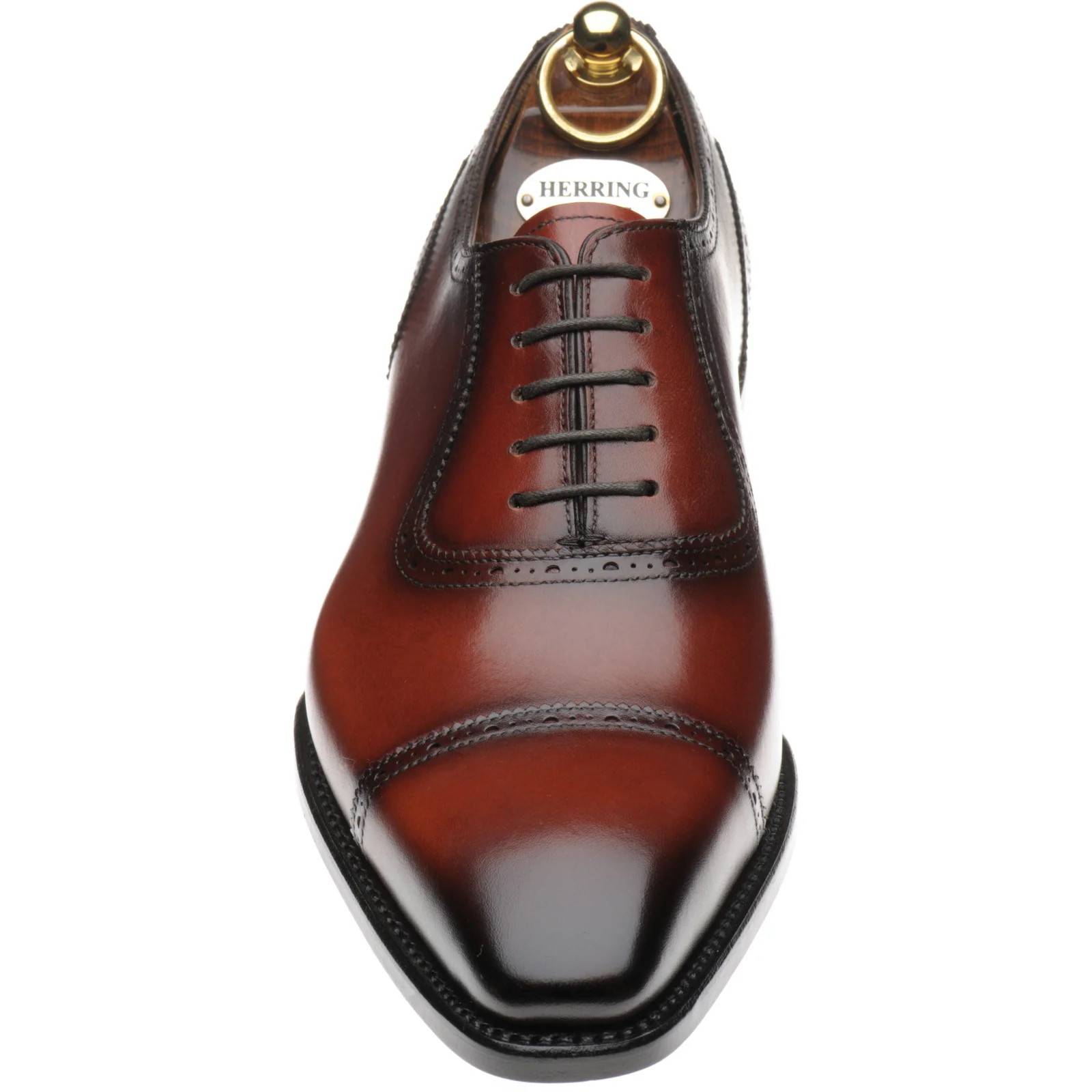 Herring Morecombe mens semi-brogues in conker calf - Image 2