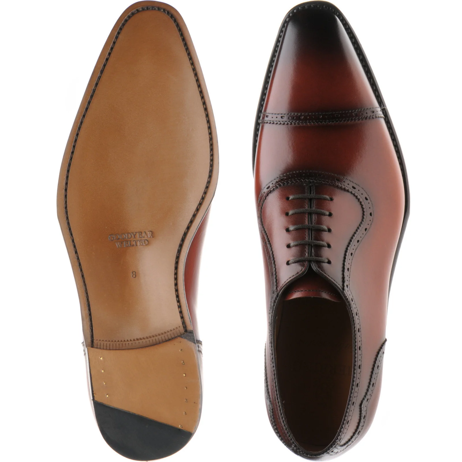 Herring Morecombe mens semi-brogues in conker calf - Image 3