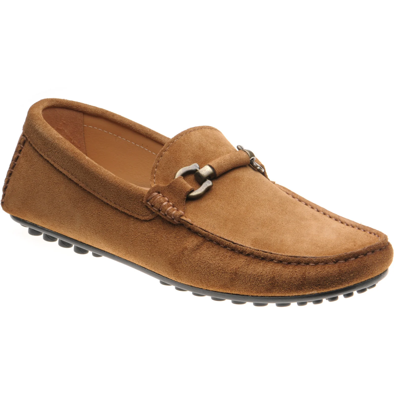 Herring Mugello mens rubber-soled driving moccasins in tan suede