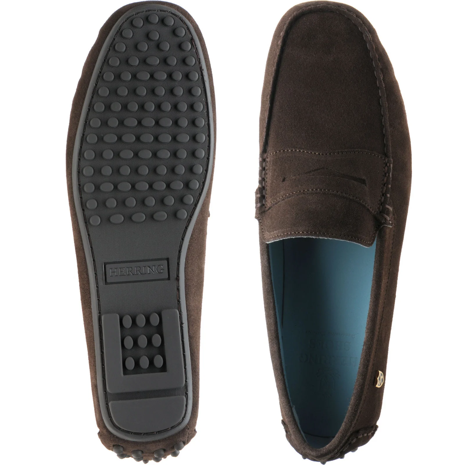 Herring Murlo II mens rubber-soled driving moccasins in chocolate suede - Image 3