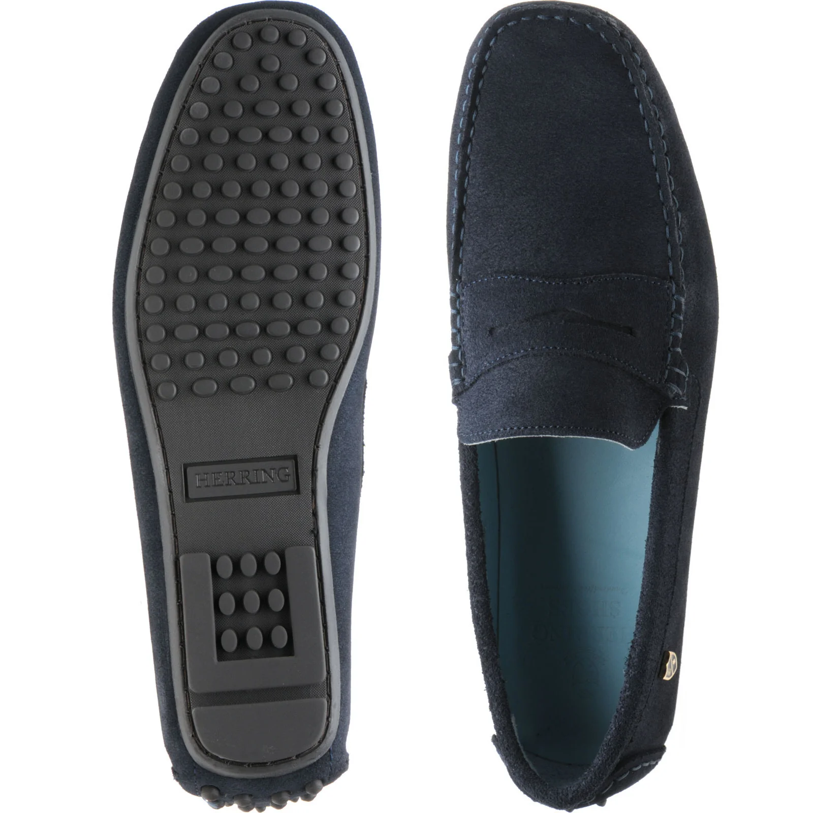 Herring Murlo II mens rubber-soled driving moccasins in navy suede - Image 3