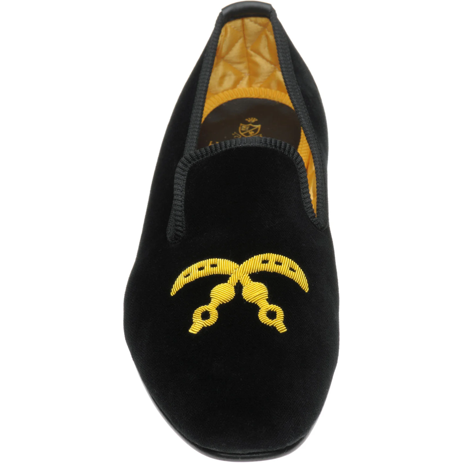 Herring Ohene mens house shoes in black velvet - Image 2
