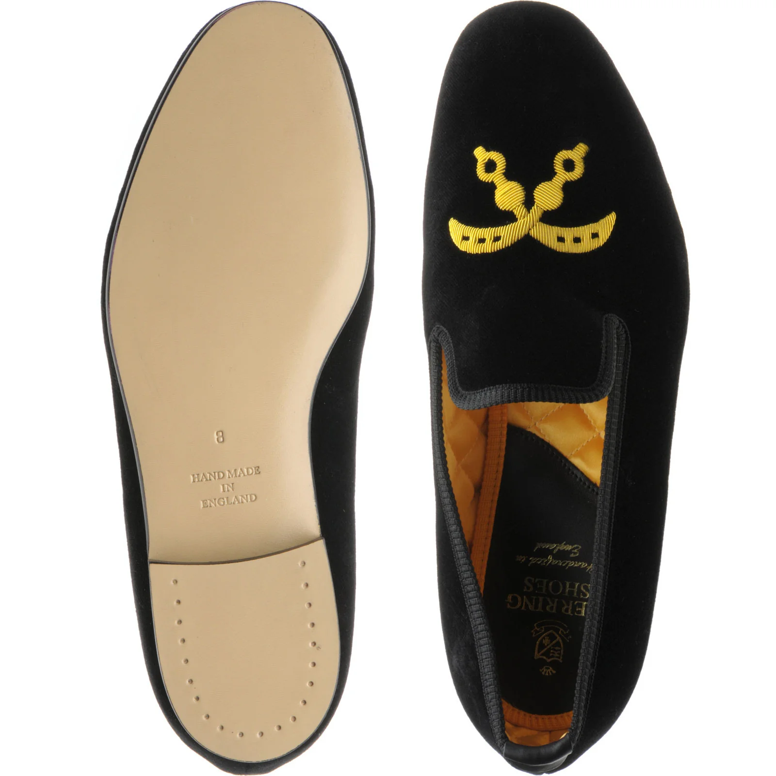 Herring Ohene mens house shoes in black velvet - Image 3