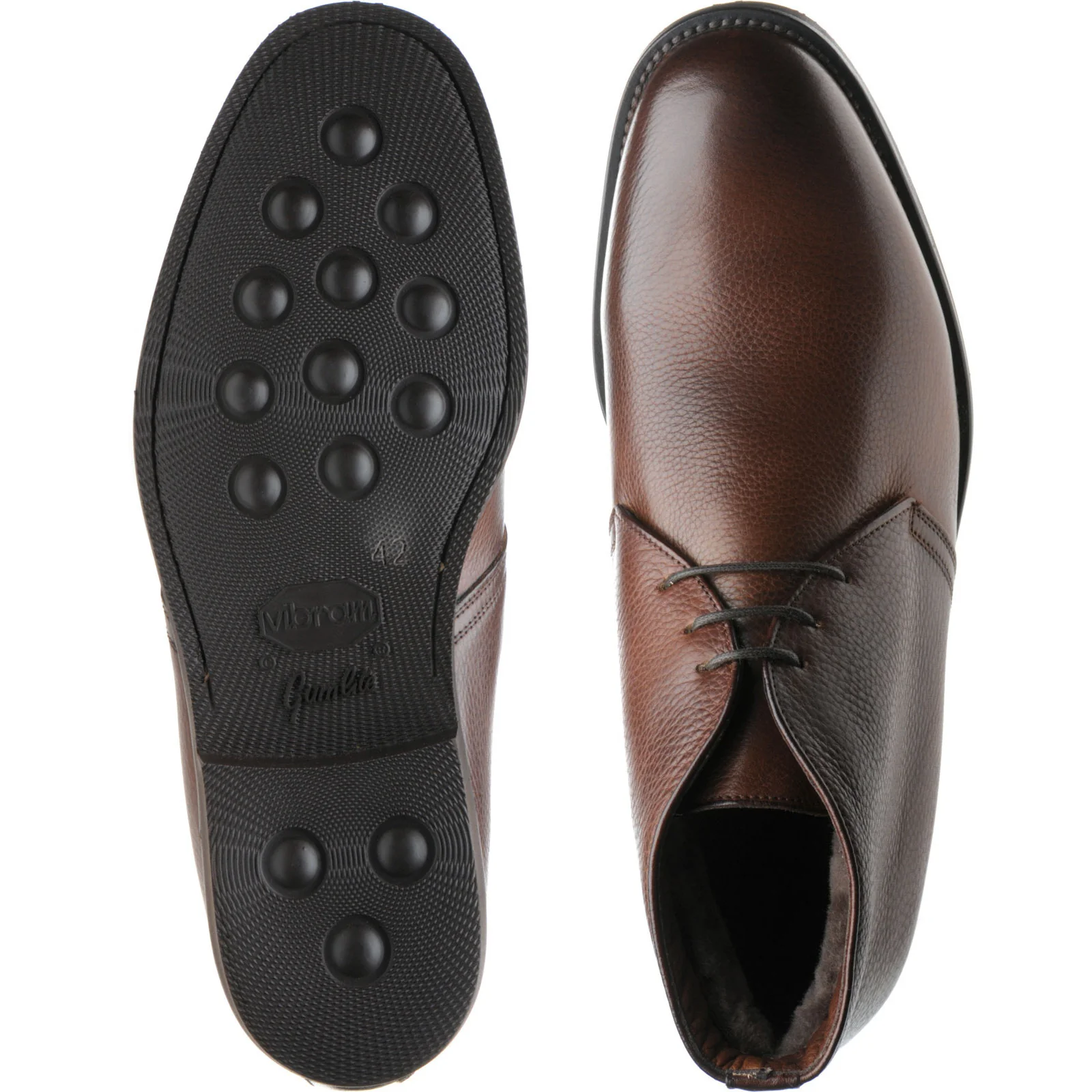 Herring Oslo (Warm Lined) mens rubber-soled Chukka boots in brown calf - Image 3