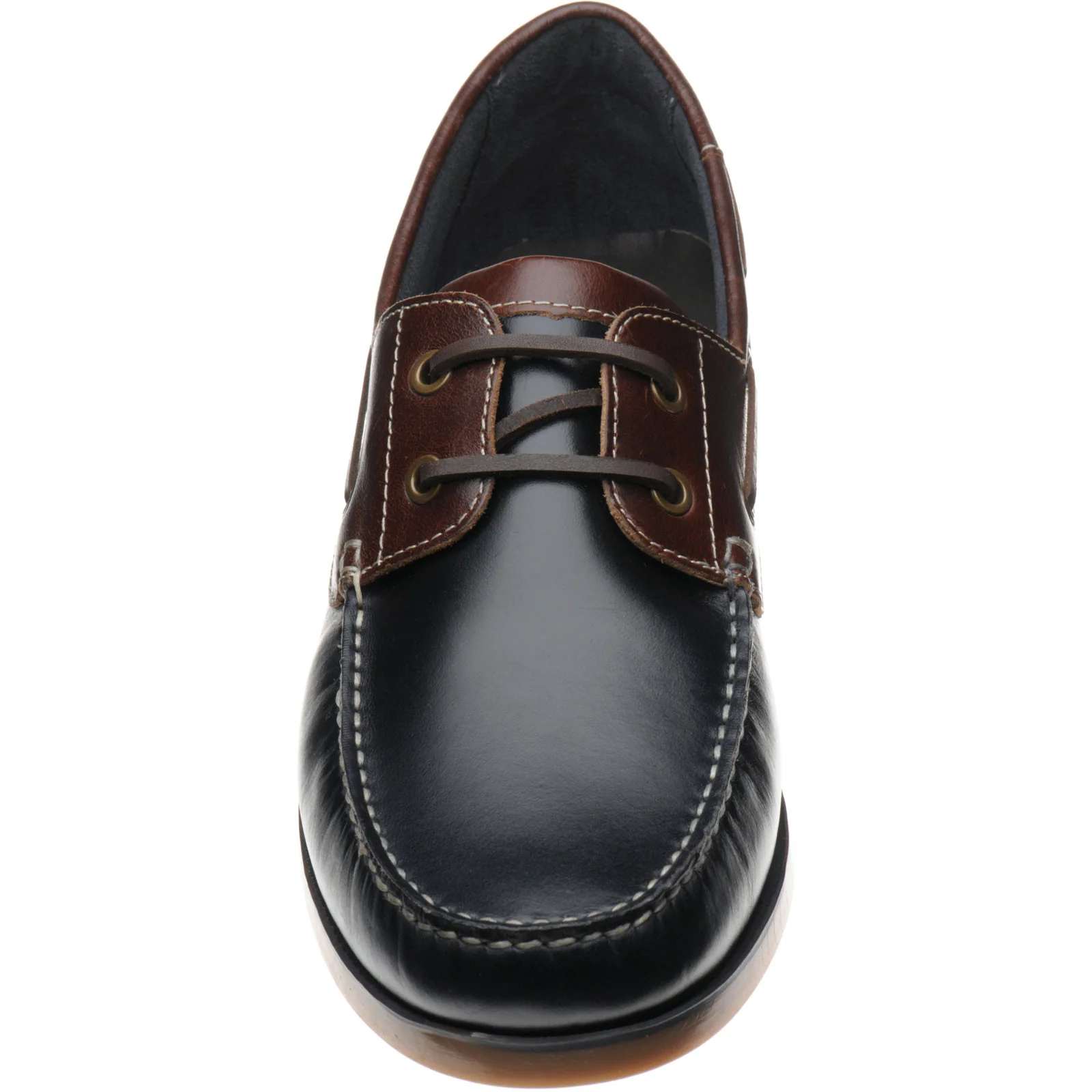 Herring Padstow II mens rubber-soled deck shoes in navy and brown - Image 2