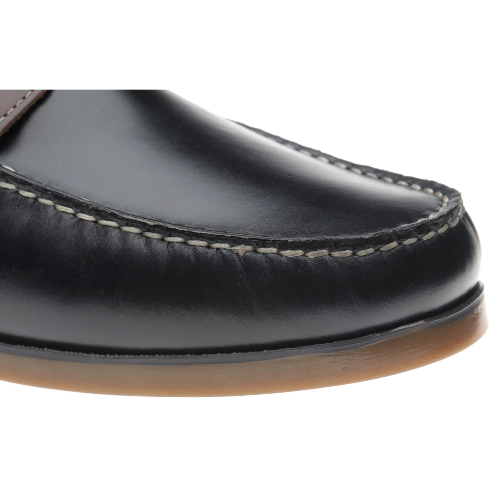 Herring Padstow II mens rubber-soled deck shoes in navy and brown - Image 5