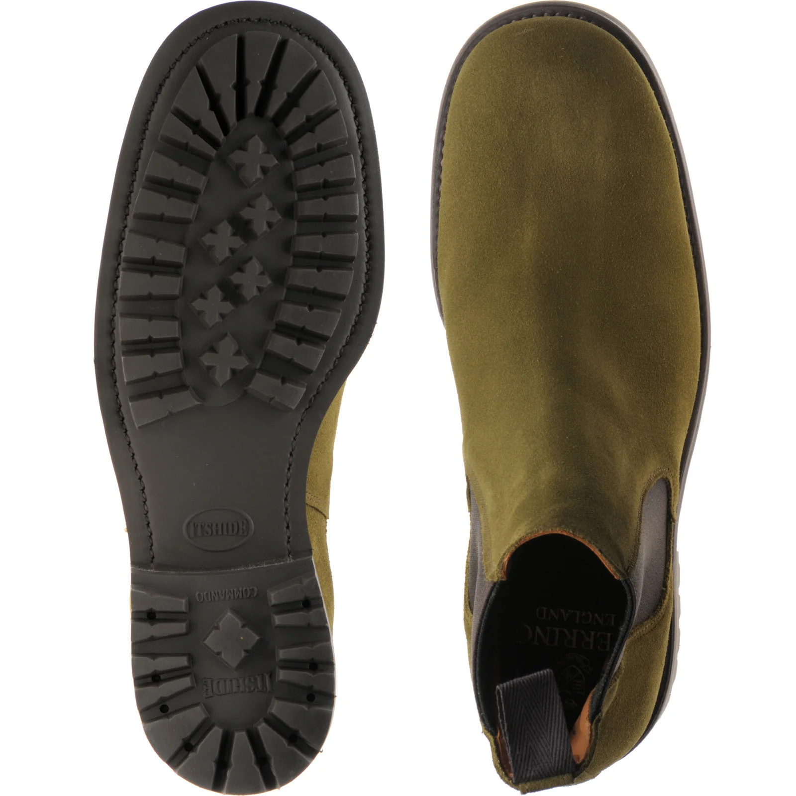 Herring Parrett mens rubber-soled Chelsea boots in green suede - Image 3