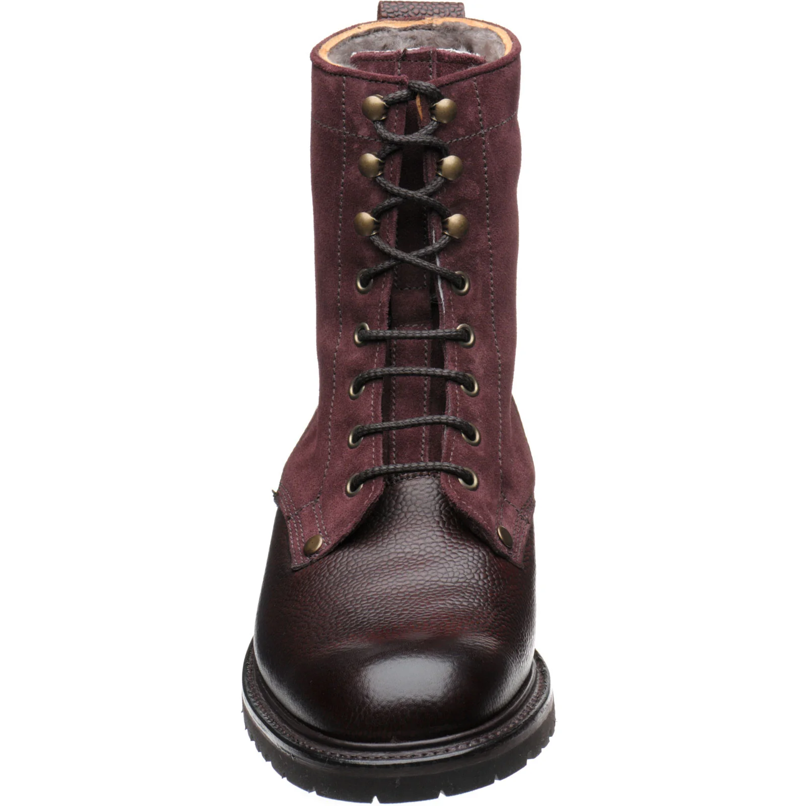 Herring Peebles (Warm Lined) mens boots in burgundy grain and plum suede - Image 2