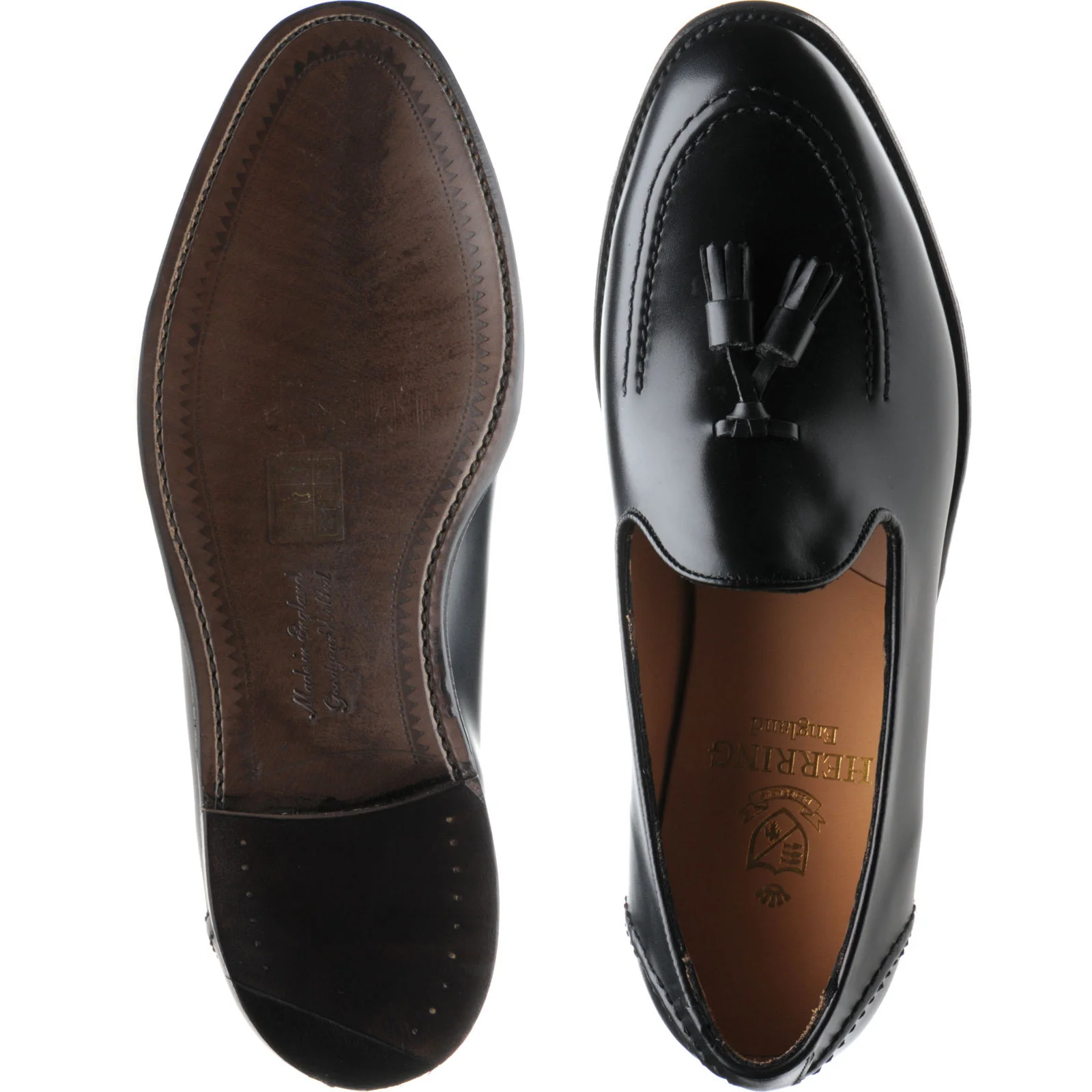 Herring Picasso mens tasselled loafers in black calf - Image 3