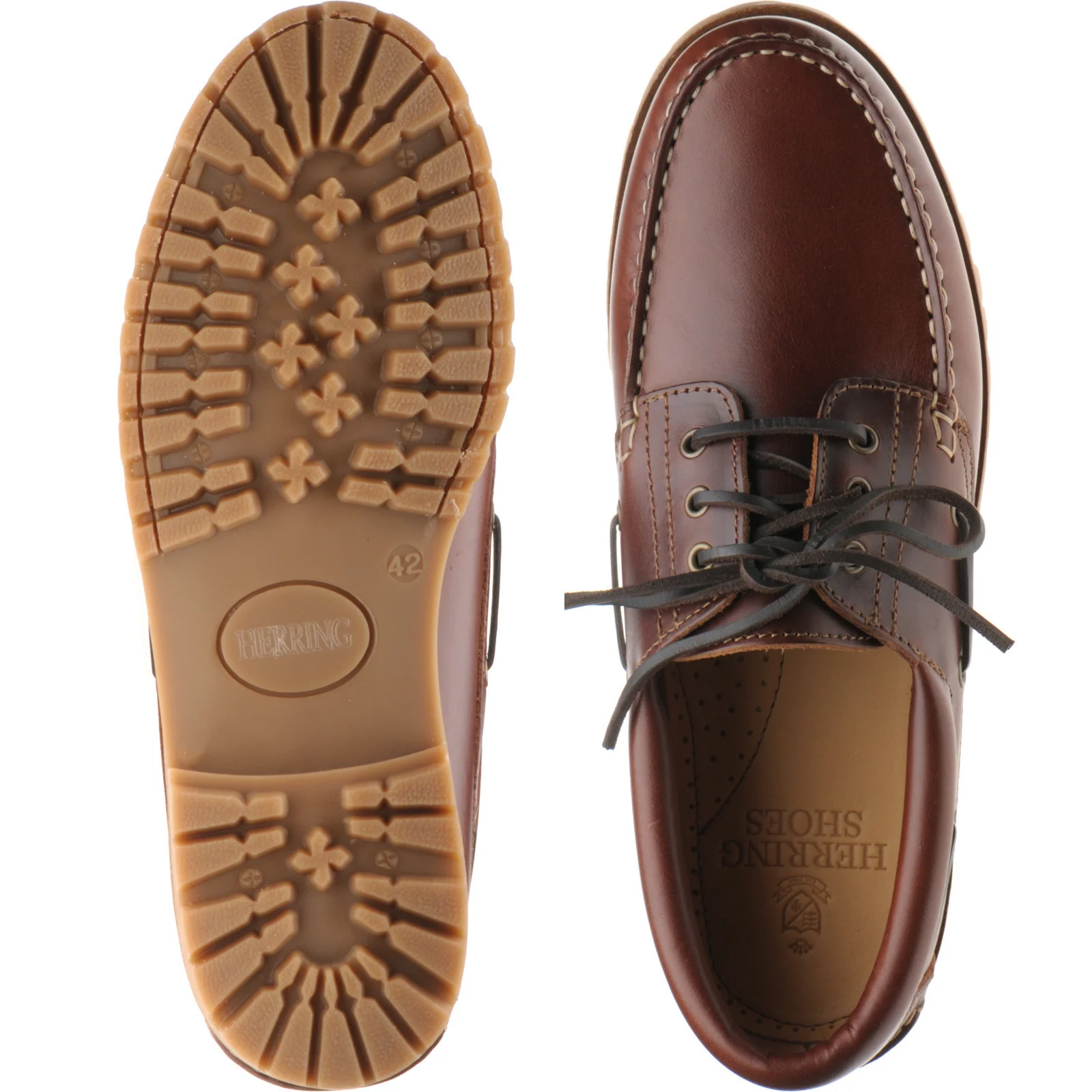 Herring Rock mens rubber-soled deck shoes in chestnut - Image 3