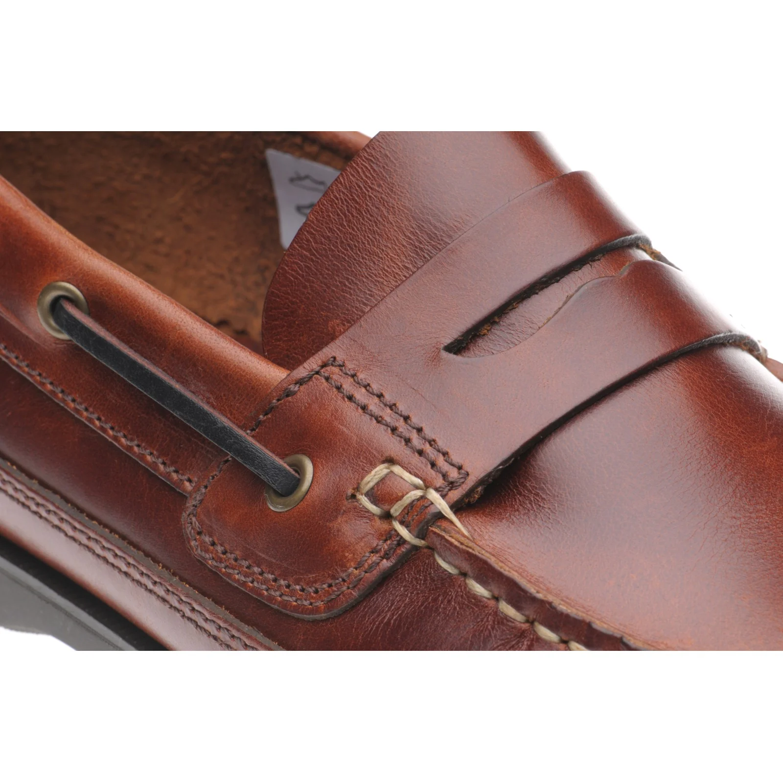 Herring Salcombe II mens rubber-soled deck shoes in chestnut - Image 4
