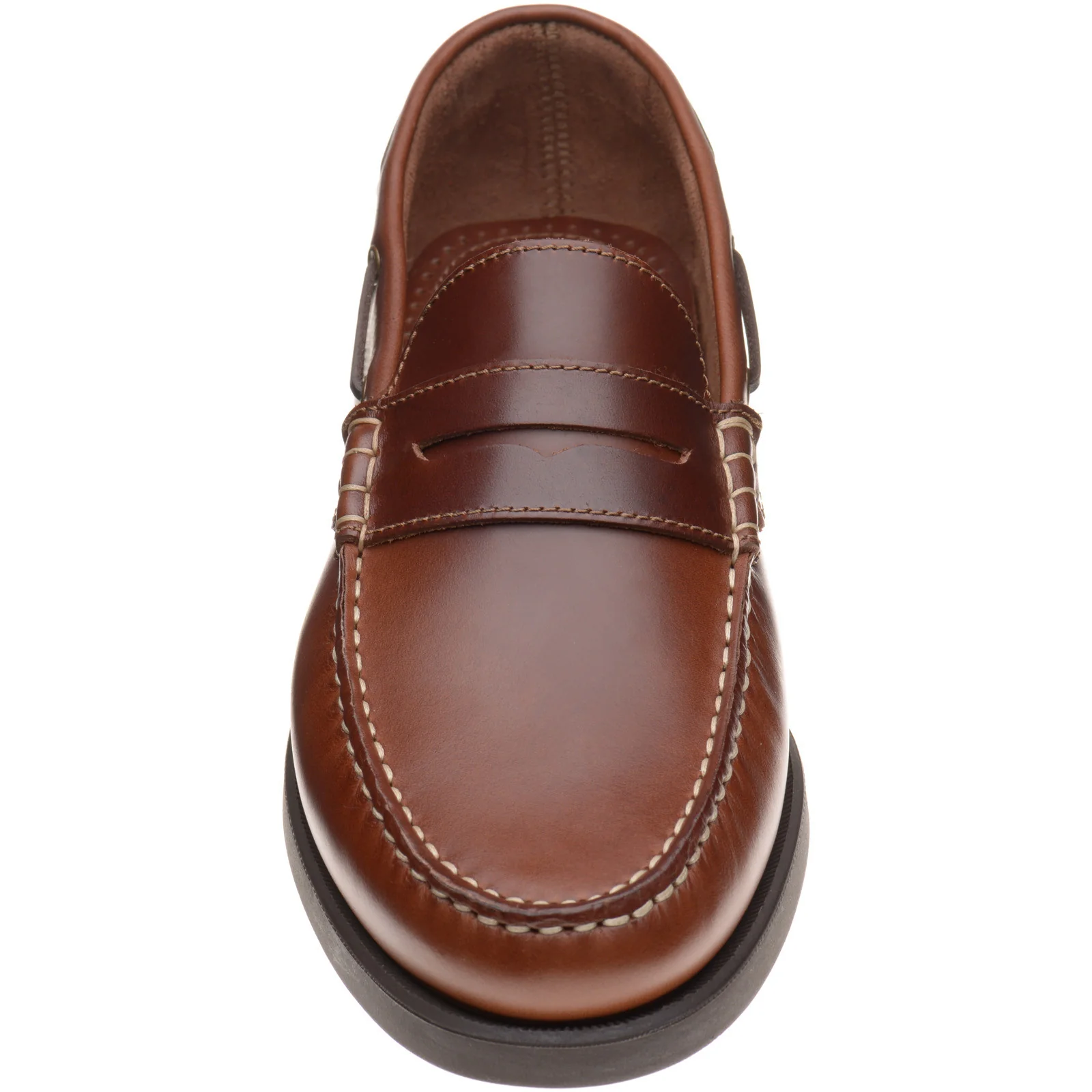 Herring Salcombe mens rubber-soled deck shoes in chestnut - Image 2