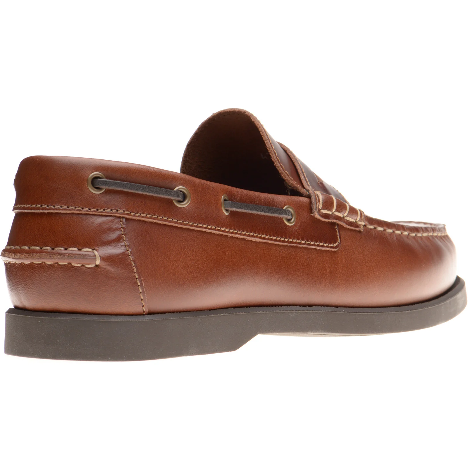 Herring Salcombe mens rubber-soled deck shoes in chestnut - Image 4