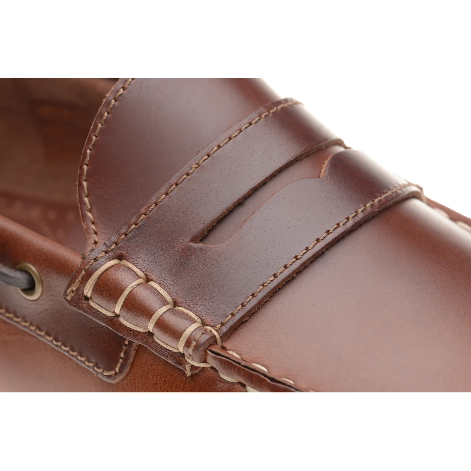 Herring Salcombe mens rubber-soled deck shoes in chestnut - Image 5