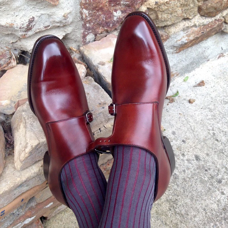 Herring Shakespeare mens double monk shoes in rosewood calf - Image 6
