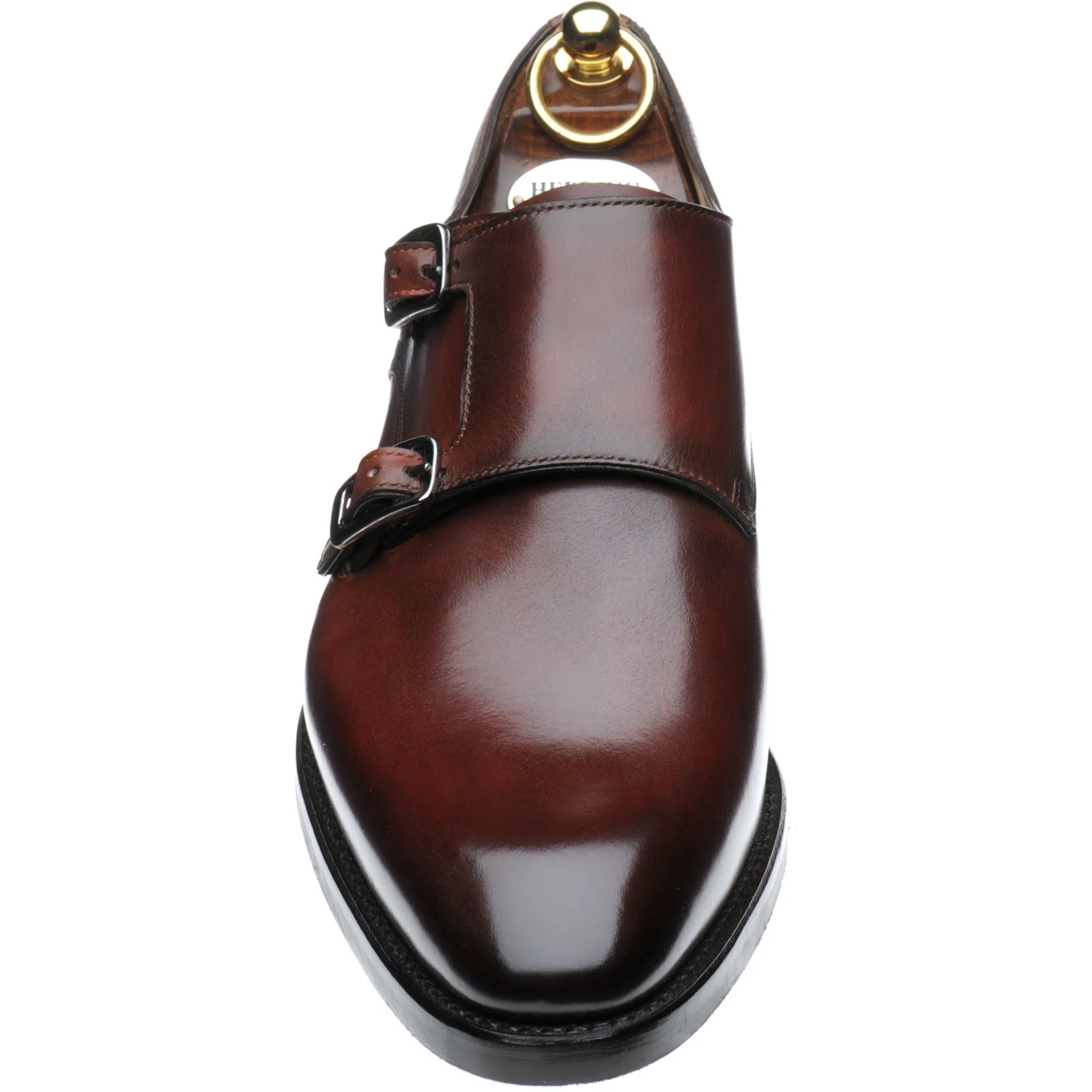 Herring Shakespeare R mens rubber-soled double monk shoes in rosewood calf (second) - Image 2