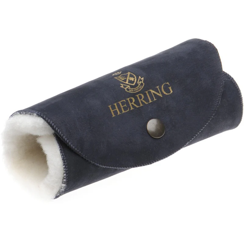 Herring Shearling Polishing Mitt in navy nubuck