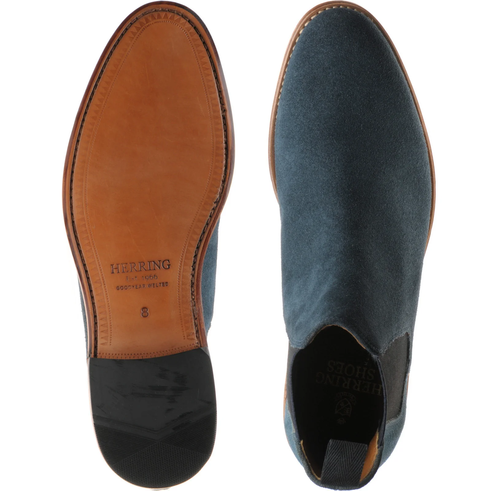 Herring Sittaford mens Chelsea boots in ocean suede - Image 3