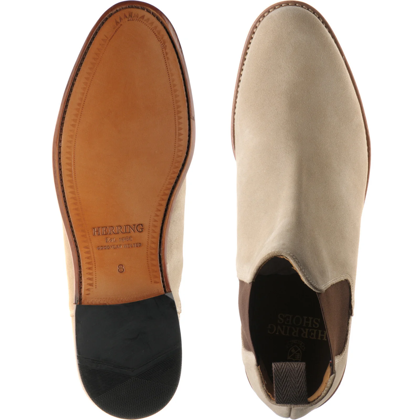 Herring Sittaford mens Chelsea boots in sand suede - Image 3
