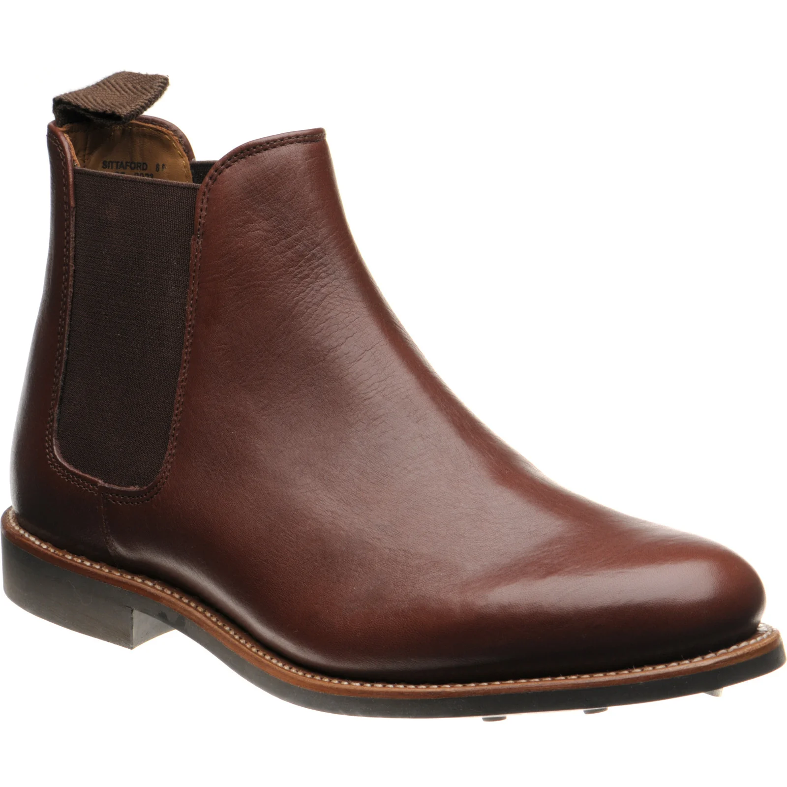 Herring Sittaford Rubber mens rubber-soled Chelsea boots in brown waxy calf