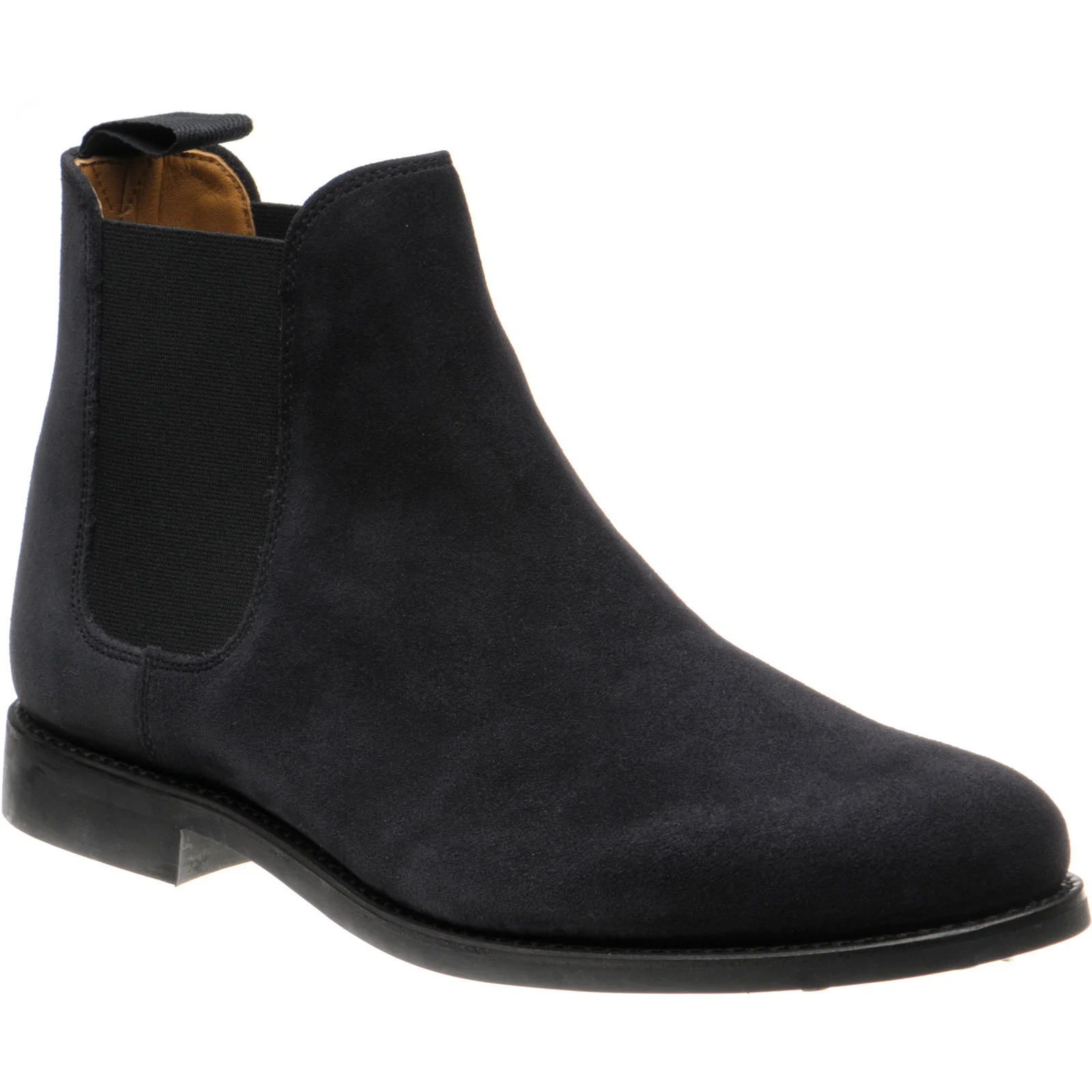 Herring Sittaford Rubber mens rubber-soled Chelsea boots in dark navy suede black welt