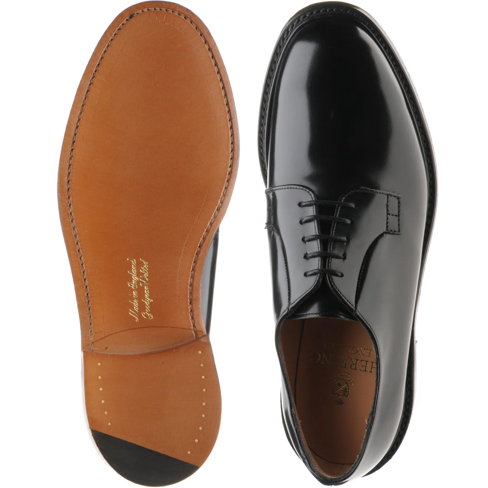 Herring Slaney mens Derby shoes in black polished - Image 3