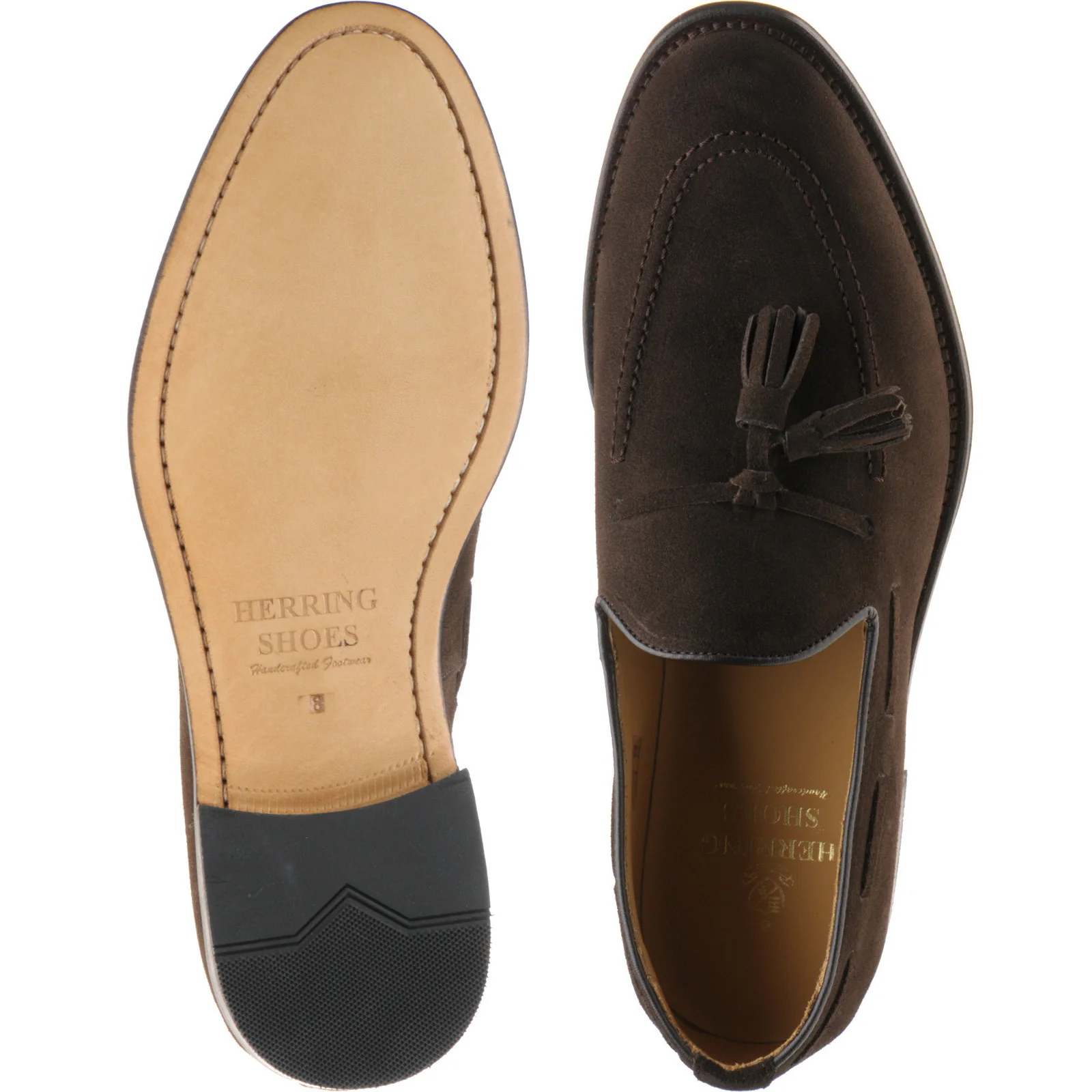 Herring St Davids mens tasselled loafers in dark brown suede - Image 3