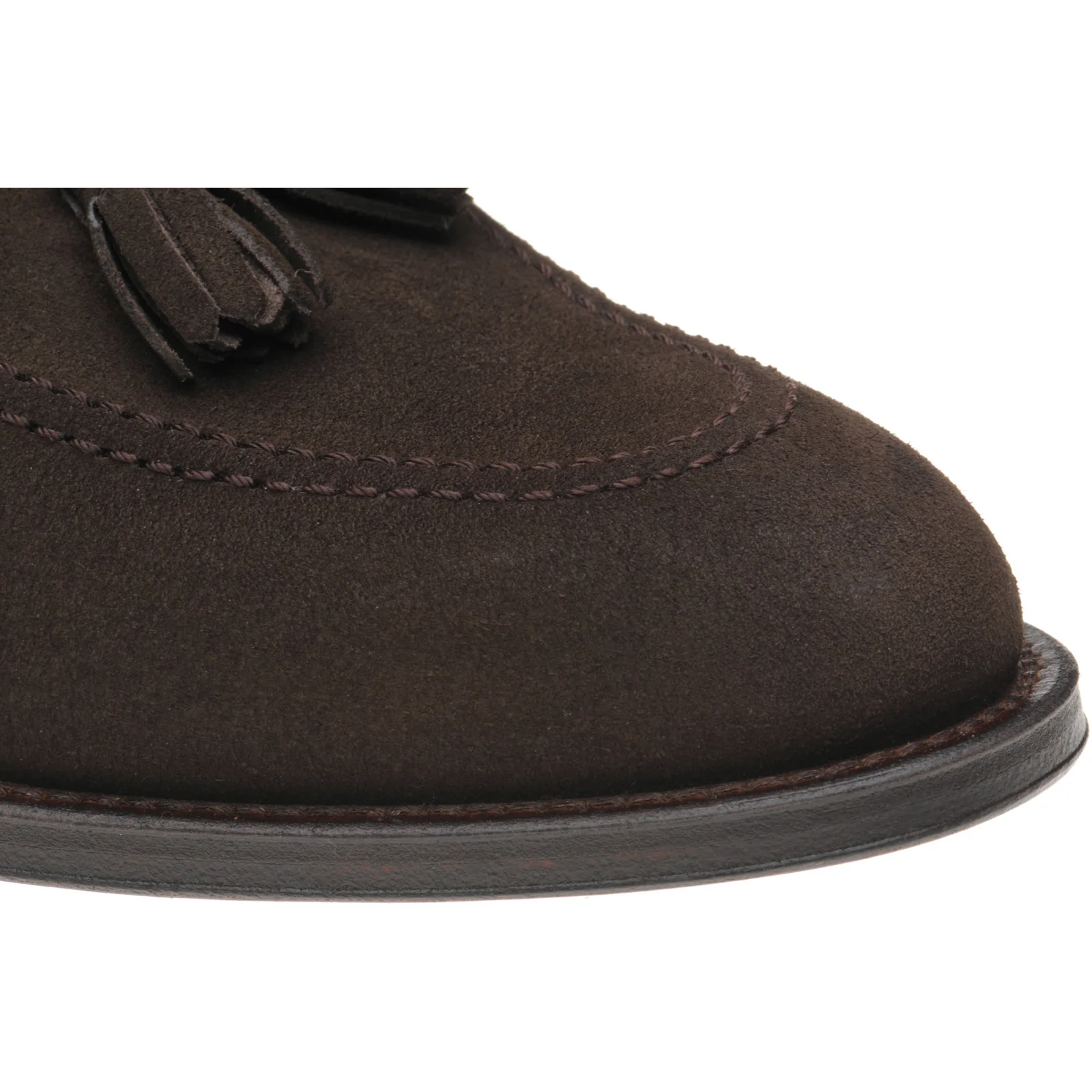 Herring St Davids mens tasselled loafers in dark brown suede - Image 5