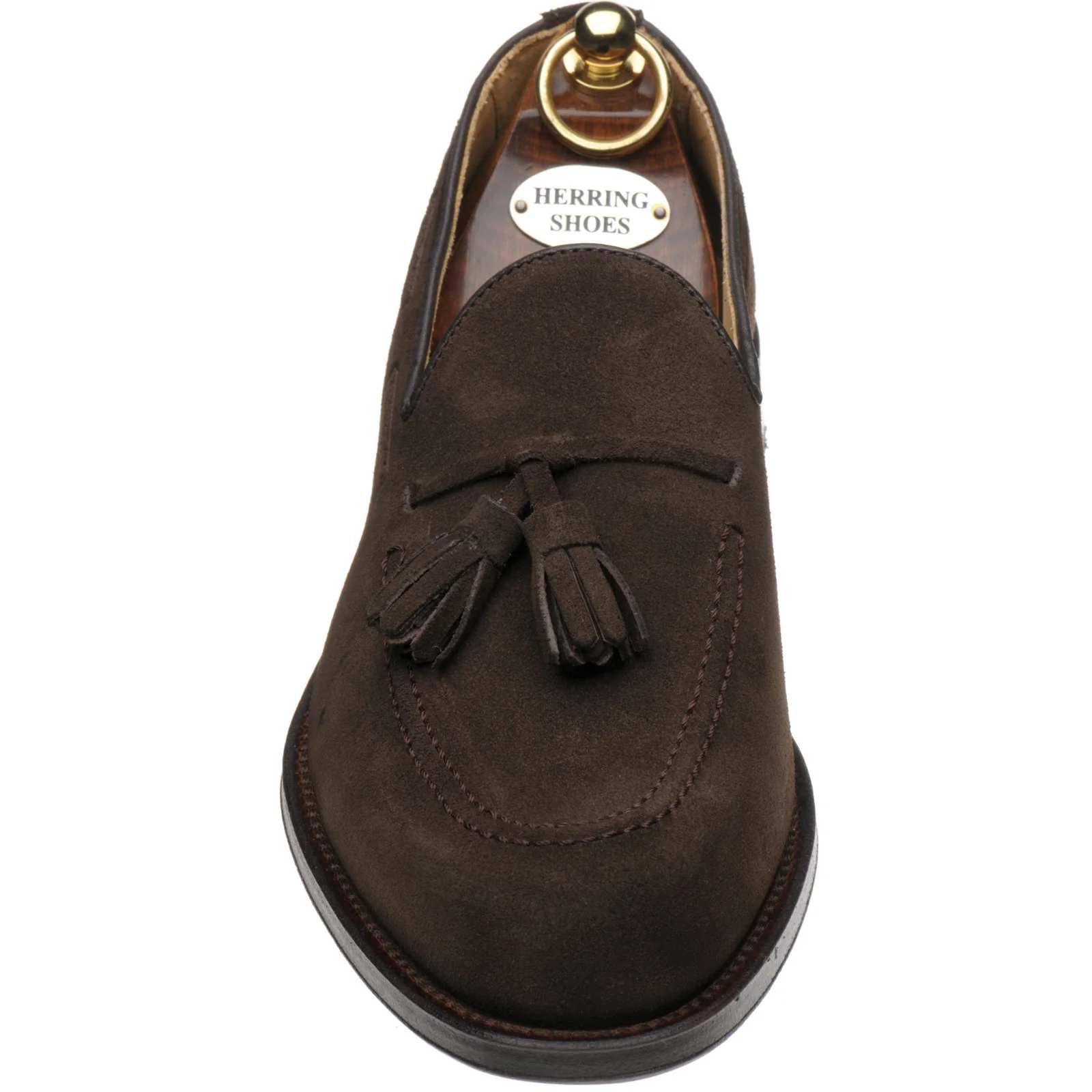 Herring St Davids mens tasselled loafers in dark brown suede (second) - Image 2
