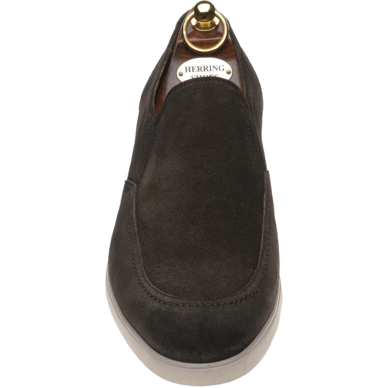 Herring St Jean mens rubber-soled loafers in dark brown suede - Image 2