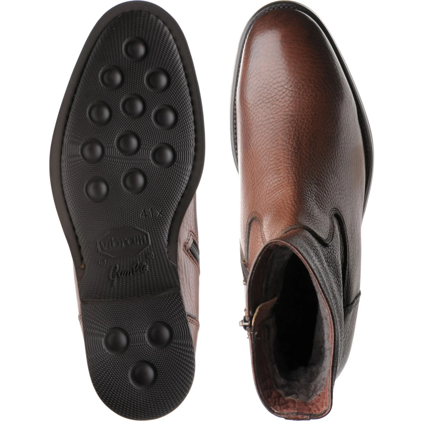 Herring Stockholm (Warm Lined) mens rubber-soled boots in brown grain - Image 3