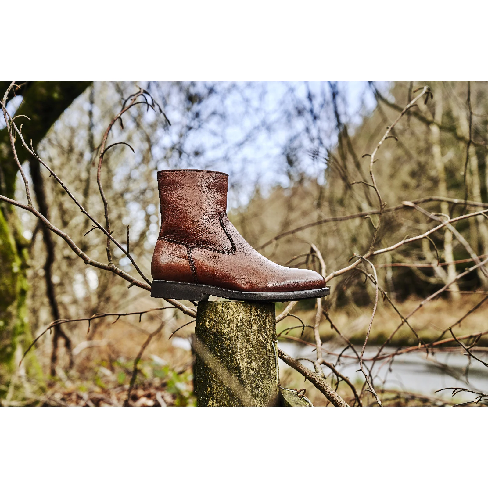 Herring Stockholm (Warm Lined) mens rubber-soled boots in brown grain - Image 6