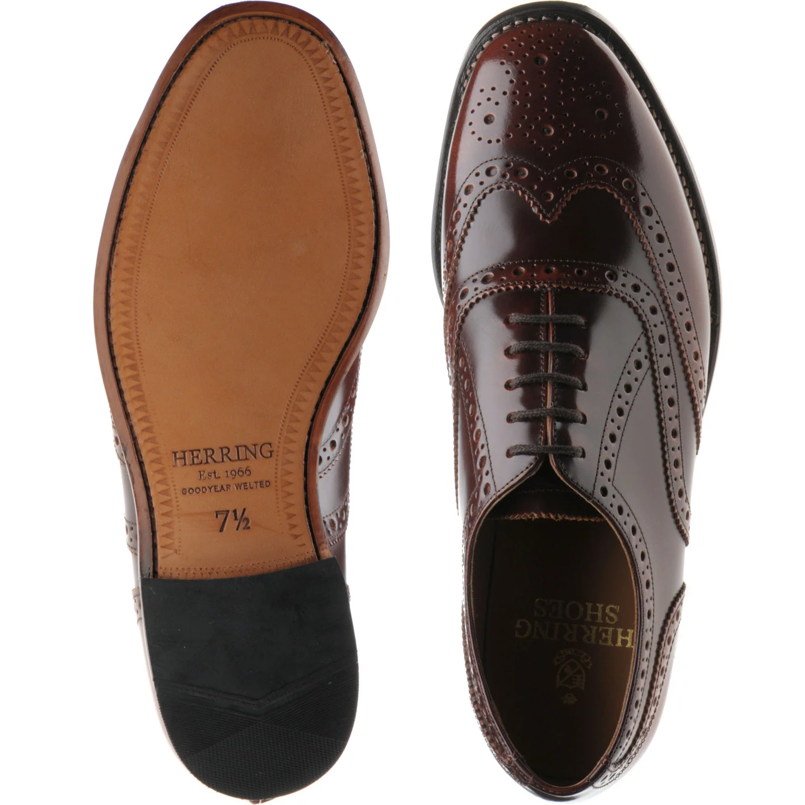 Herring Surrey II mens brogues in ivywood polished - Image 3