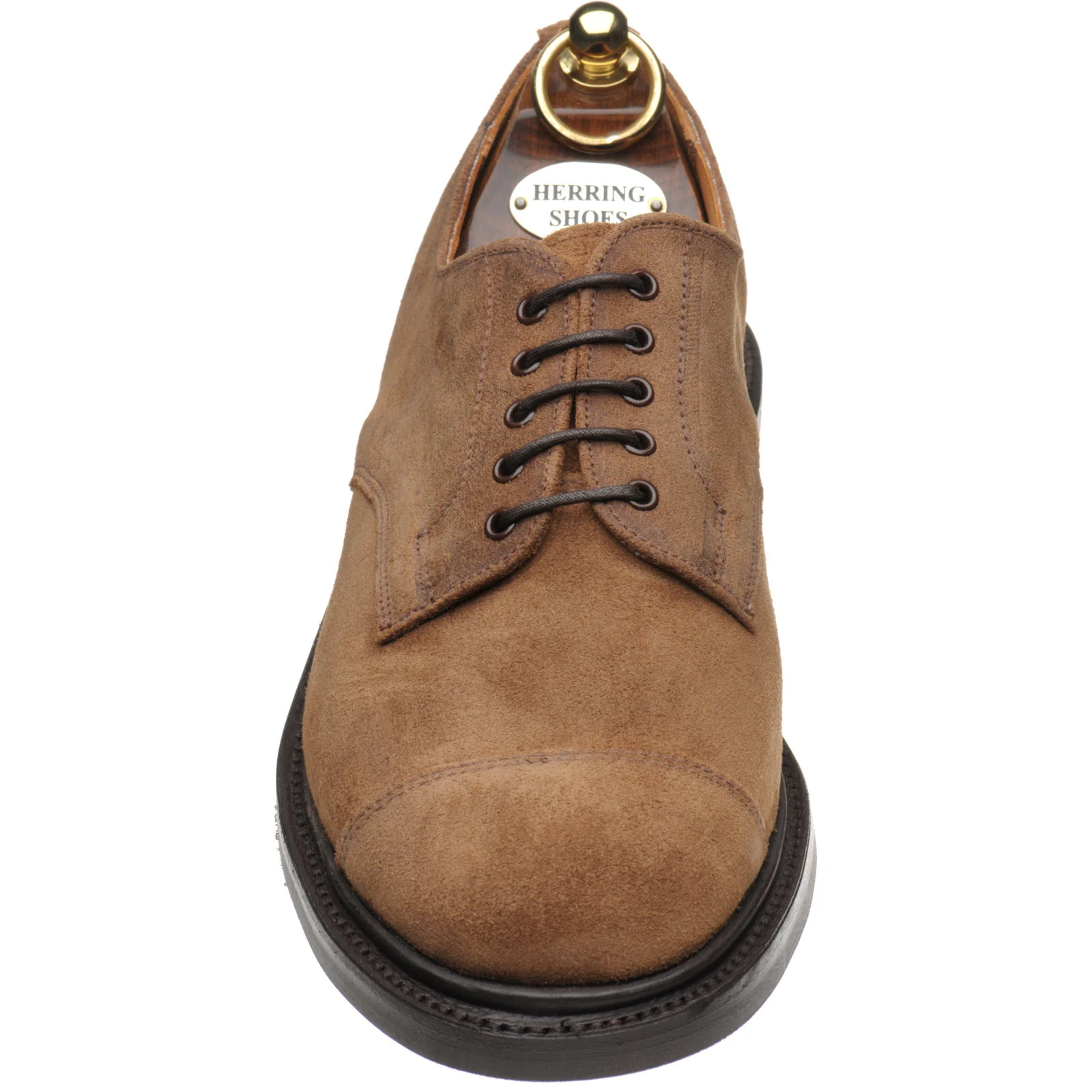 Herring Taw mens rubber-soled Derby shoes in brown waxy suede - Image 2