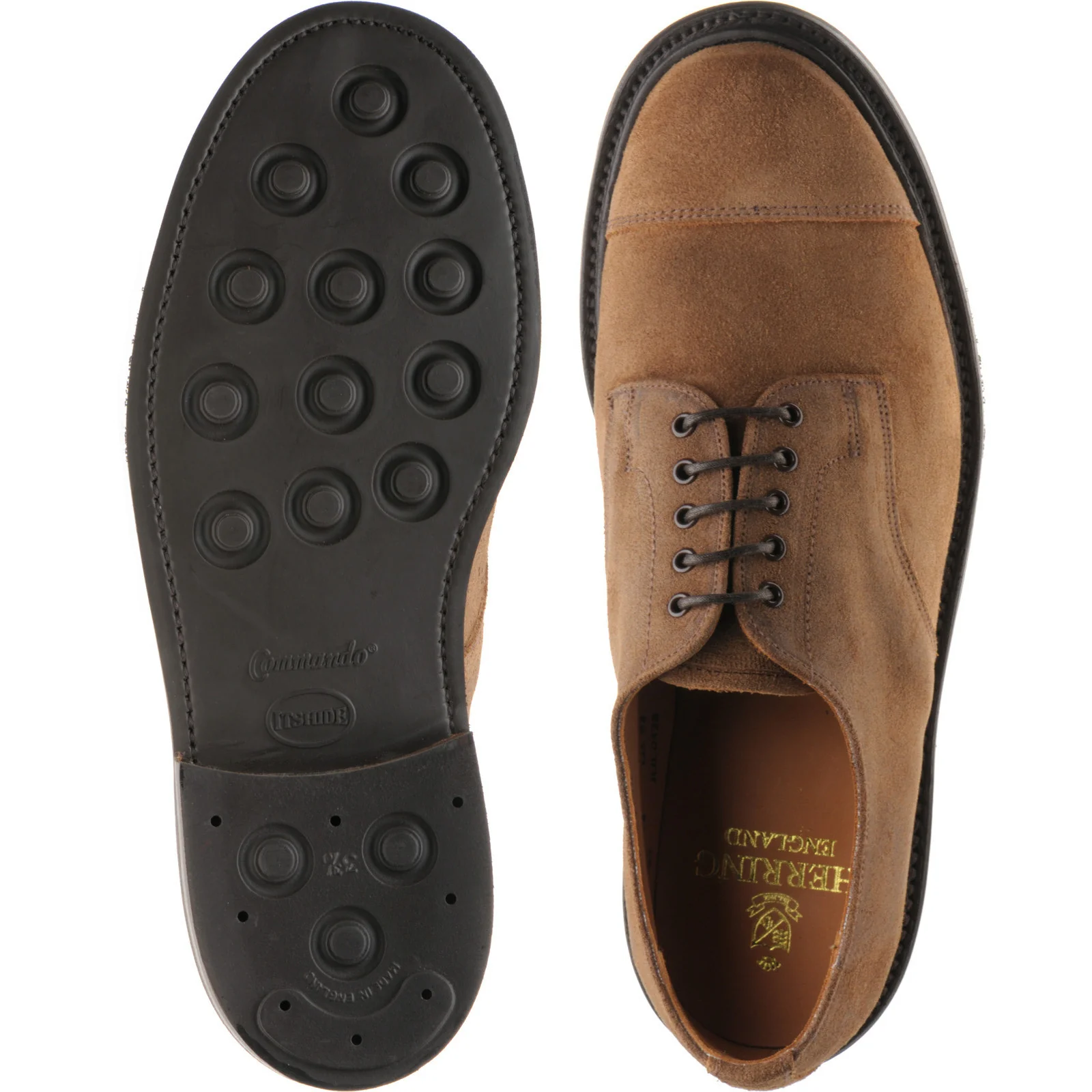Herring Taw mens rubber-soled Derby shoes in brown waxy suede - Image 3