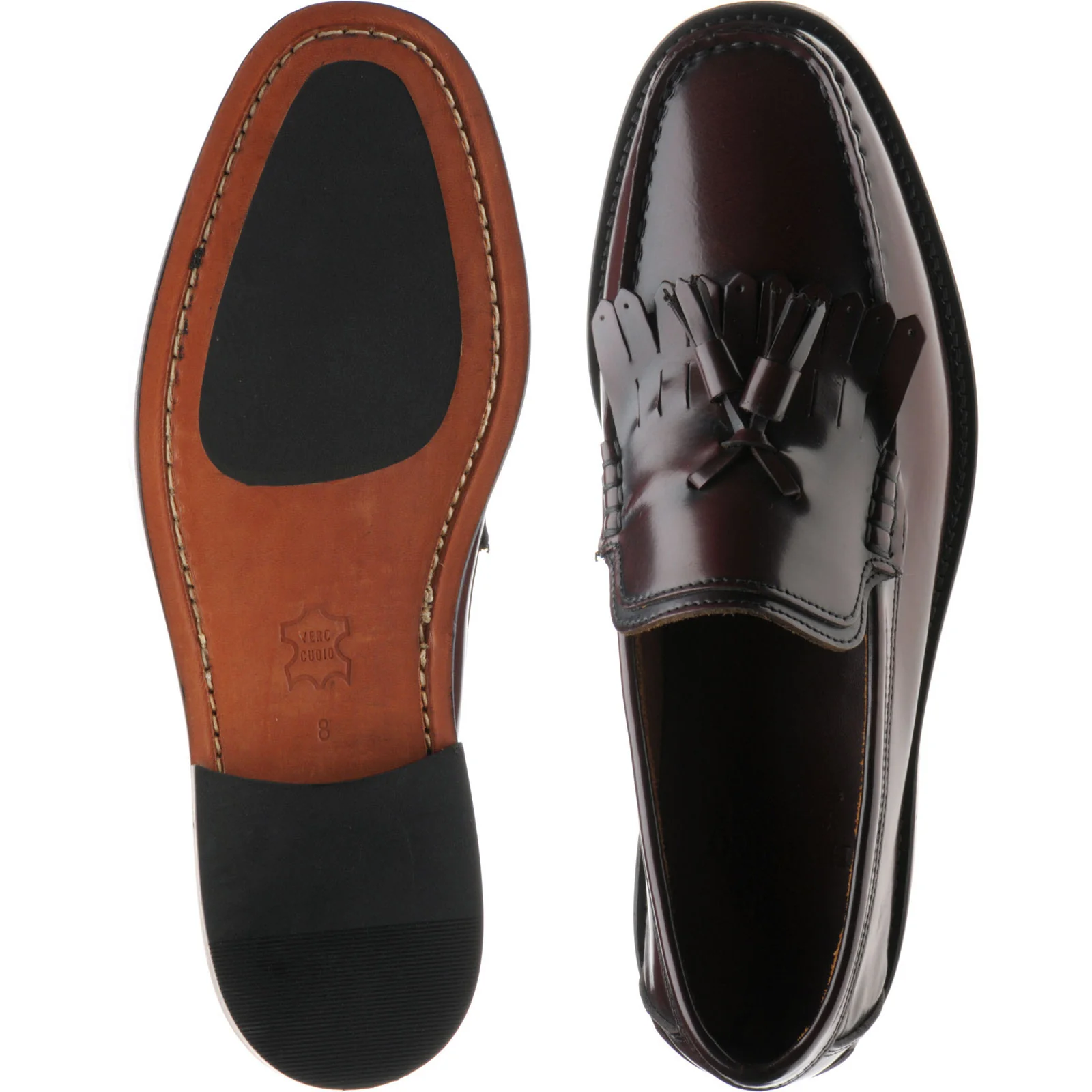Herring Terni II mens hybrid-soled tasselled loafers in burgundy polished - Image 3