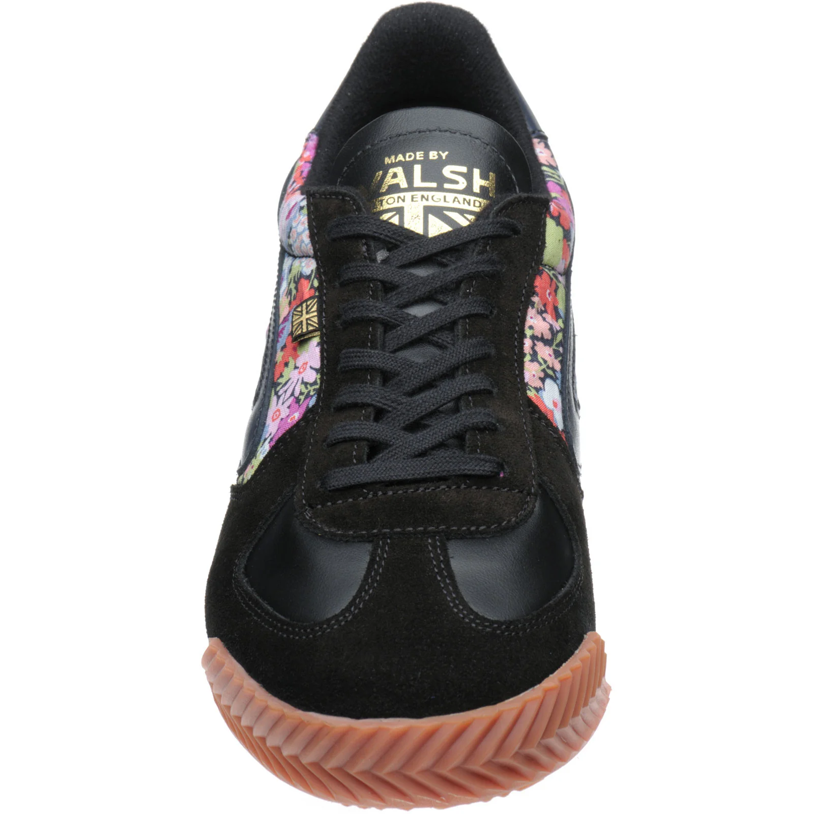 Herring Tokyo Trainer mens rubber-soled trainers in black calf and printed linen - Image 2