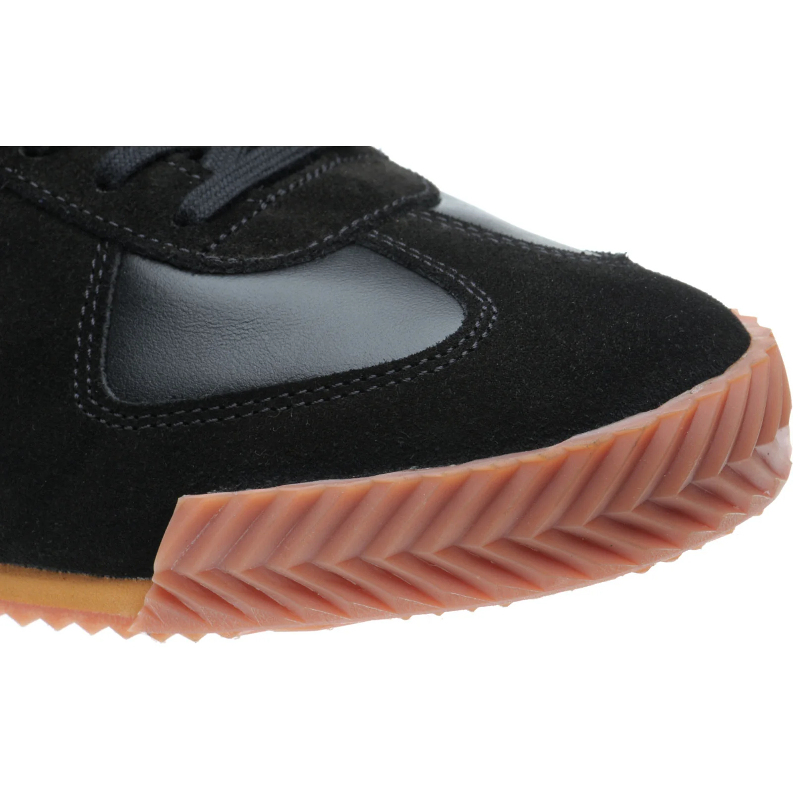Herring Tokyo Trainer mens rubber-soled trainers in black calf and printed linen - Image 5