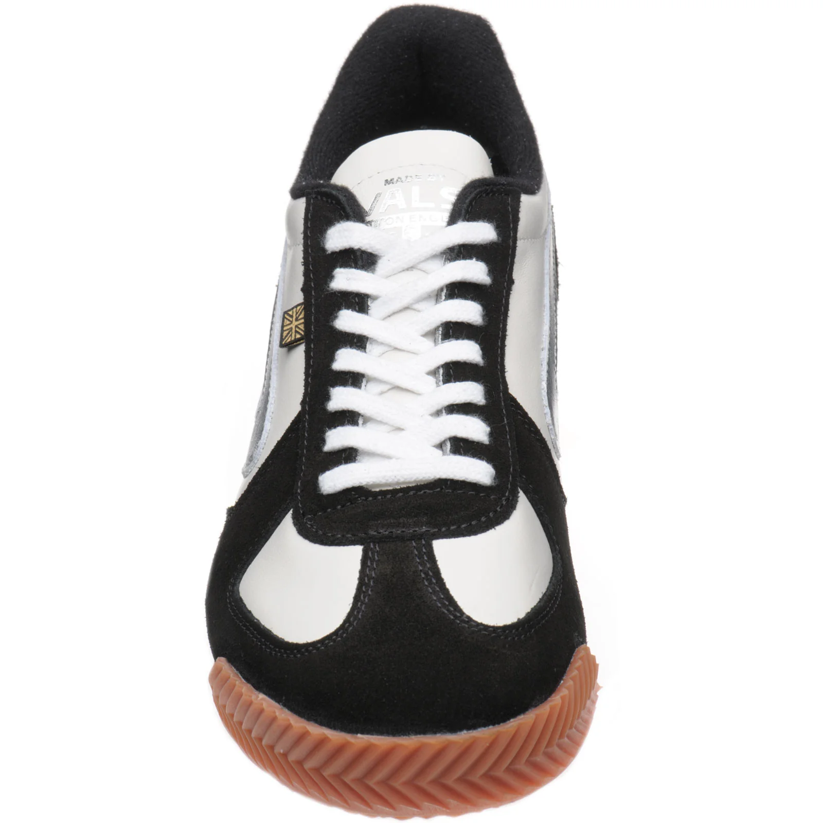 Herring Tokyo Trainer mens rubber-soled trainers in white calf and black suede - Image 2