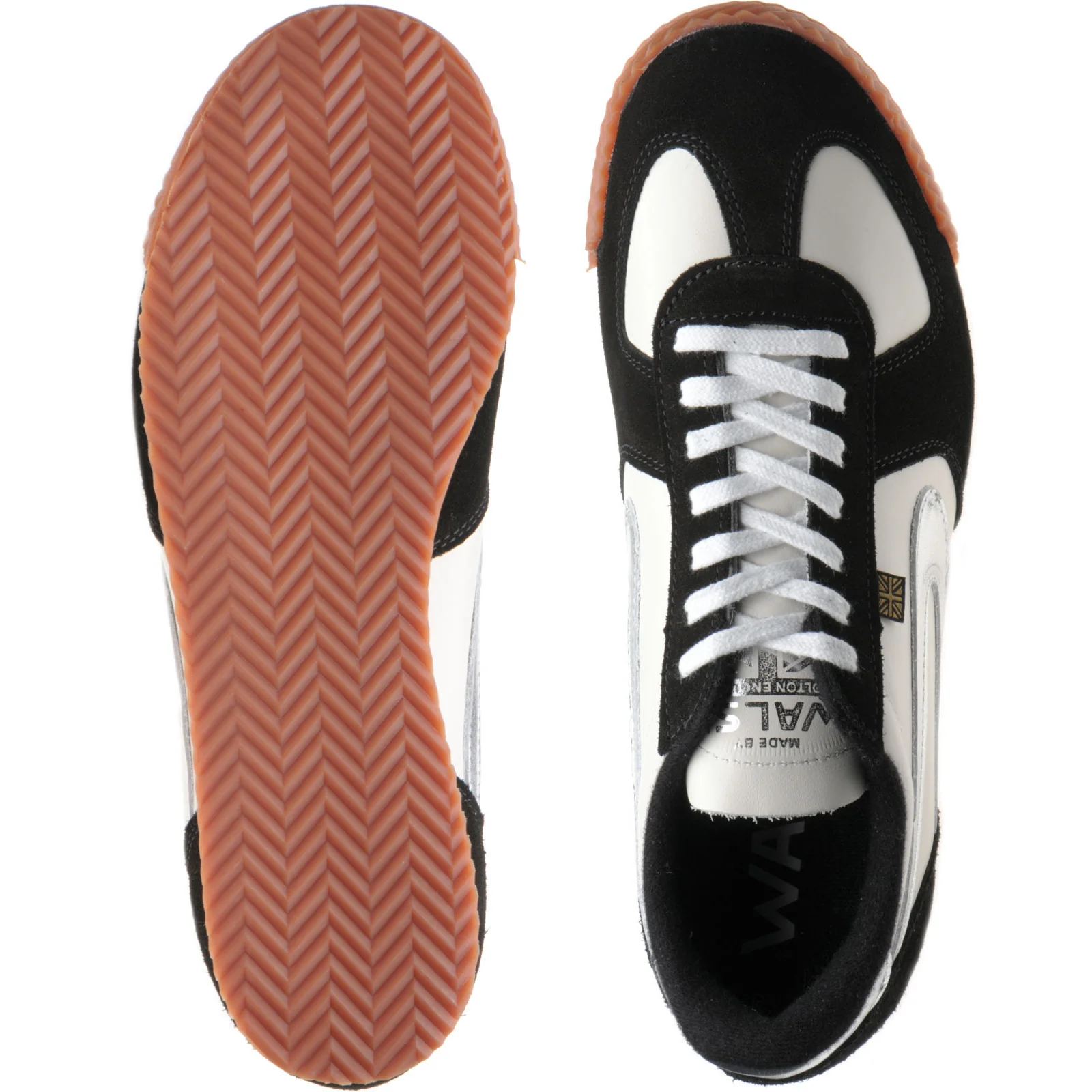 Herring Tokyo Trainer mens rubber-soled trainers in white calf and black suede - Image 3