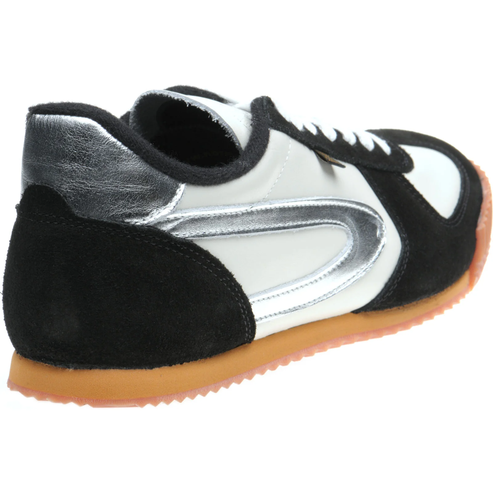 Herring Tokyo Trainer mens rubber-soled trainers in white calf and black suede - Image 4